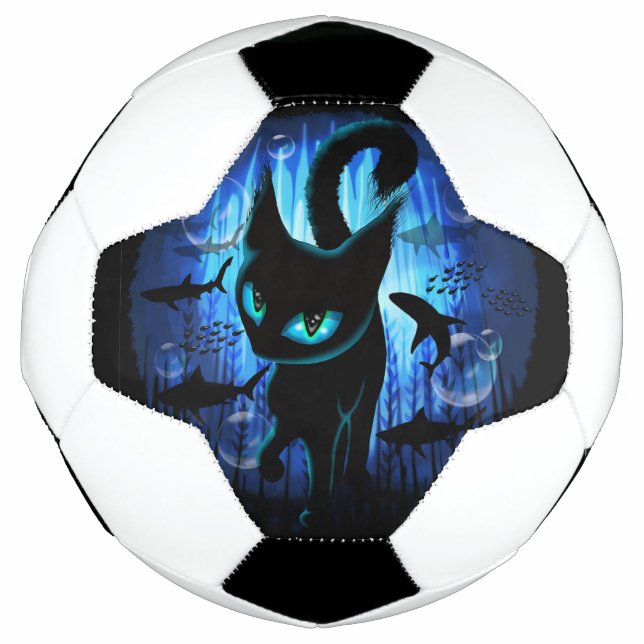 Aquaticat - Surreal Cat in Deep Ocean Fantasy Soccer Ball (Front)