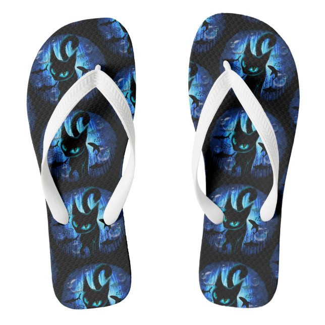 Aquaticat - Surreal Cat in Deep Ocean Fantasy Thongs (Footbed)