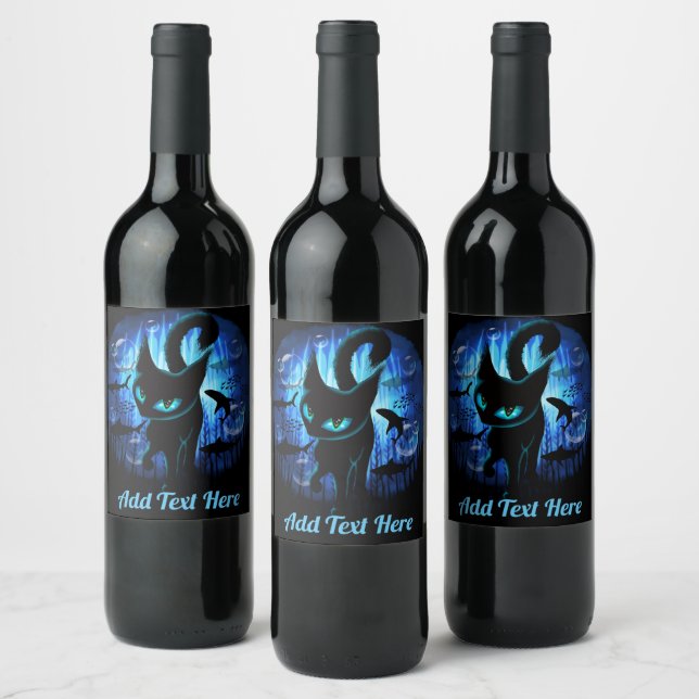 Aquaticat - Surreal Cat in Deep Ocean Fantasy Wine Label (Bottles)