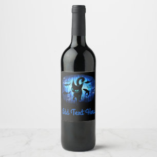 Aquaticat - Surreal Cat in Deep Ocean Fantasy Wine Label