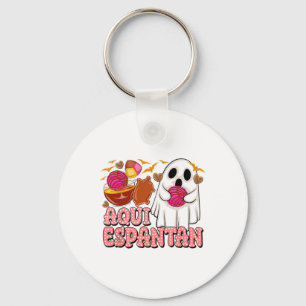 Aqui Espantan Cute Ghost Spanish Halloween Spooky Key Ring