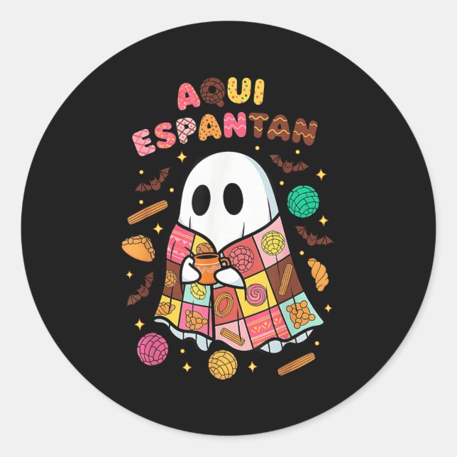 Aqui Espantan Dia De Muertos Spanish Mexican Hallo Classic Round Sticker (Front)