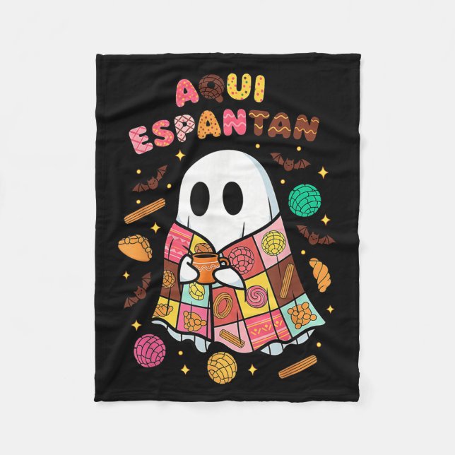 Aqui Espantan Dia De Muertos Spanish Mexican Hallo Fleece Blanket (Front)