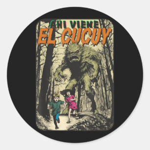 Aqui Viene El Cucuy Scary Monster Folklore Classic Round Sticker