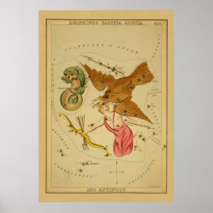 Aquila the Eagle - Vintage Astronomical Star Chart
