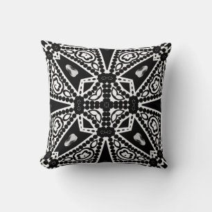 Aquina : Black & White Modern Tribal Cushion
