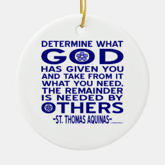 Aquinas Quote Look What God Given You Blue Ceramic Tree Decoration
