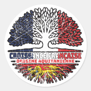 Aquitaine Aquitanian French France Tree Roots Flag Classic Round Sticker