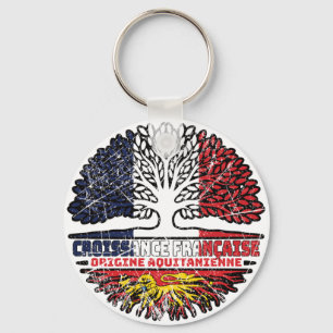 Aquitaine Aquitanian French France Tree Roots Flag Key Ring