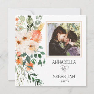 *~* AR12 QR RSVP PHOTO Pink Flowers WEDDING Invitation