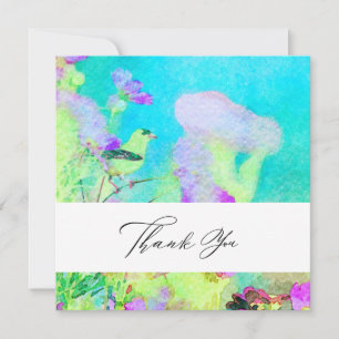 *~* AR15 Bird Flowers - QR PHOTO  Artsy Wedding Thank You Card