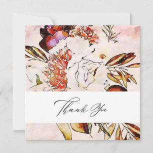 *~* AR15 Floral - QR PHOTO Elegant Artsy Wedding Thank You Card