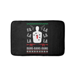 AR15 Gun Point Ugly Christmas Sweater Present Gift Bath Mat