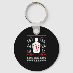 AR15 Gun Point Ugly Christmas Sweater Present Gift Key Ring