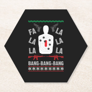 AR15 Gun Point Ugly Christmas Sweater Present Gift Paper Coaster