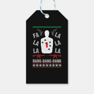 AR15 Gun Point Ugly Christmas Sweater Present Gift Tags