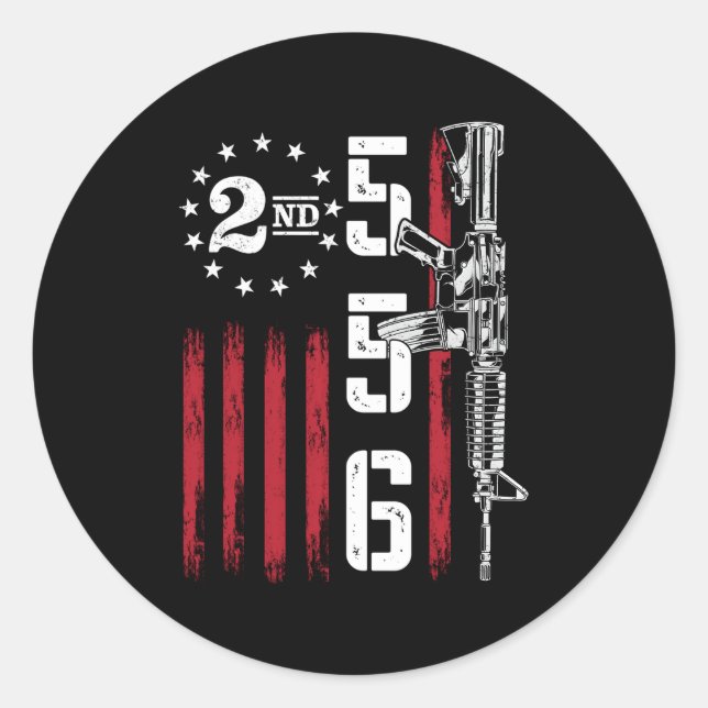 Ar15 Rifle 2Nd Adt 556 Ar-15 Back Classic Round Sticker (Front)