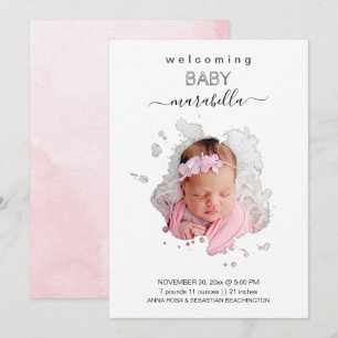 *~* AR21 Artsy Photo BABY Girl Announcement