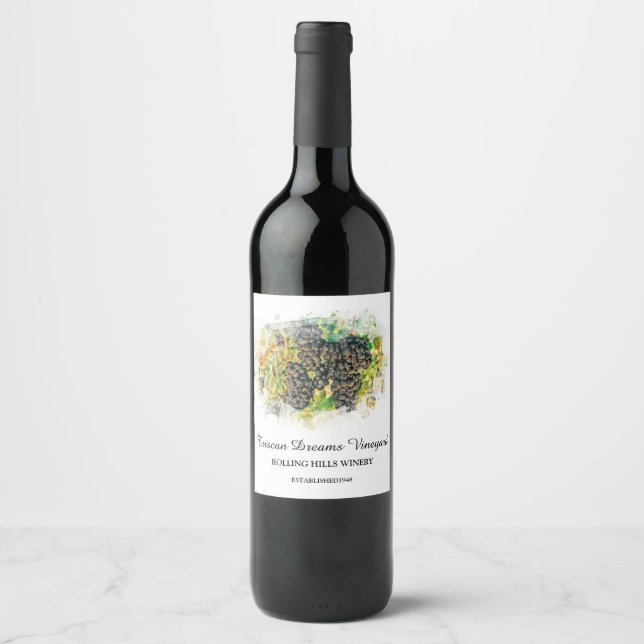 *~* AR21 Winery Wine Cellar Grape Cluster Vineyard Wine Label (Front)