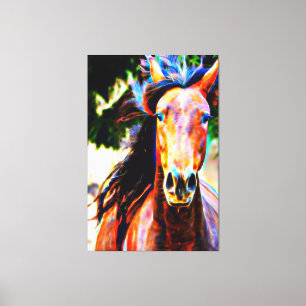 *~* AR22 Black Mane Horse Equine Art Canvas Print
