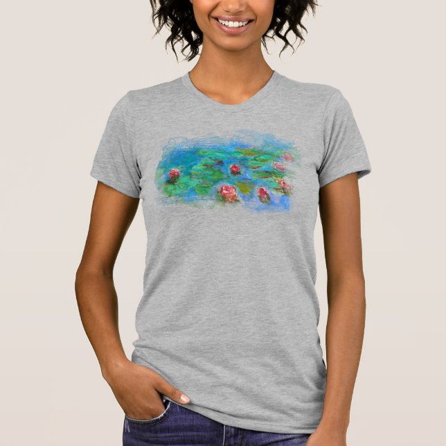 ** AR23 Monet Lily Pads Pond Angel Cherub Grey T-Shirt (Front)