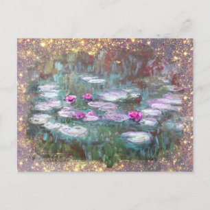 ** AR23 Monet Lily Pads Pond Glitter Postcard