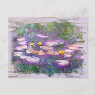 ** AR23 Monet Lily Pads Pond Vintage Handwriting Postcard