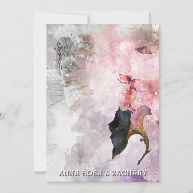 *~* AR26 Pink 29 QR Victorian RSVP PHOTO Wedding Invitation (Front)