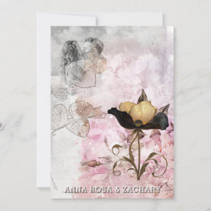 *~* AR26 Pink 3 QR Victorian RSVP PHOTO Wedding Invitation