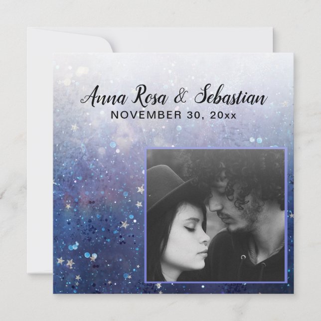 ** AR6 QR  Stars PHOTO - Wedding Website Save The Date (Front)