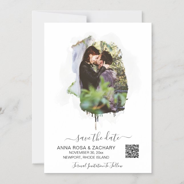 *~* AR6 WEDDING SAVE the DATE QR code - Website Magnetic Invitation (Front)