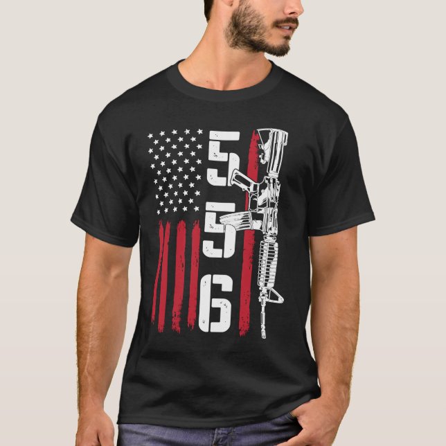 Ar 15 American Flag Amendment 556 T-Shirt (Front)