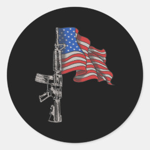 Ar-15 Ault Rifle Usa Flag Gun - Distressed America Classic Round Sticker