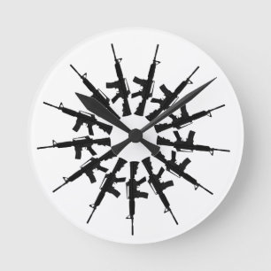 AR-15 Gun Weapons Kaleidoscope Design Round Clock