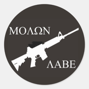 AR-15 Molon Labe Classic Round Sticker