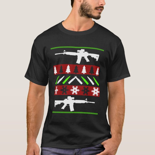 Ar-15 Rifle Ugly Christmas Sweater - Funny Gun Lon (Front)