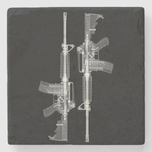 AR-15 rifle X-ray from real gun Stone Coaster