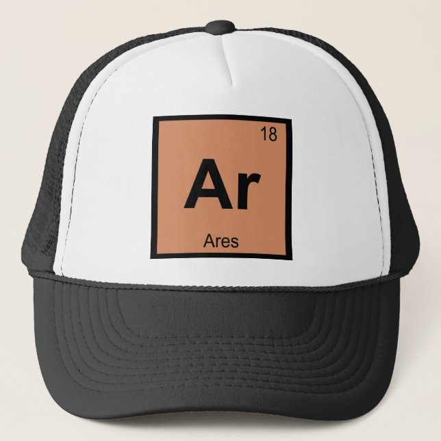 Ar - Ares God Chemistry Periodic Table Symbol Trucker Hat (Front)