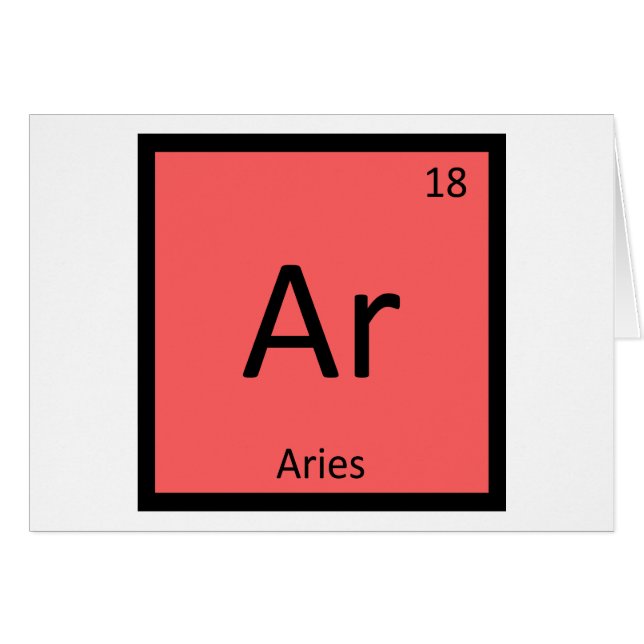Ar - Aries Zodiac Chemistry Periodic Table Symbol (Front Horizontal)