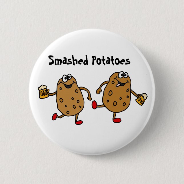 AR- Smashed Potatoes Cartoon 6 Cm Round Badge (Front)