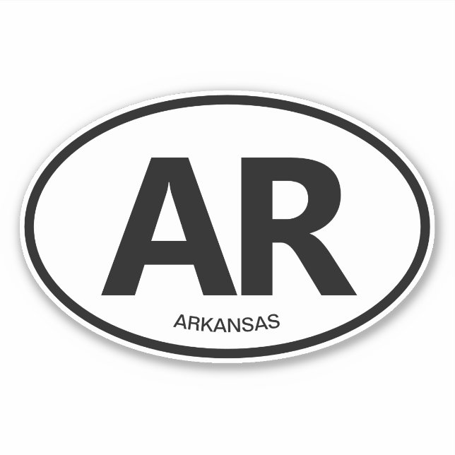 AR state abbreviation vinyl sticker for Arkansas (Front)