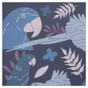 Ara Parrot Blue Pink Tropical Pattern Fabric