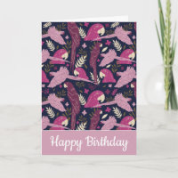 Ara Parrot Pink Tropical Leave Pattern Birthday