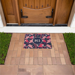 Ara Parrot Red Tropical Pattern Monogram Doormat