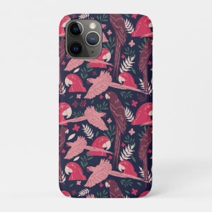 Ara Parrot Tropical Leaf Pattern Drawing iPhone 11 Pro Case