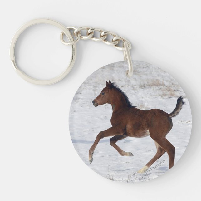 Arab Foal in the Snow Key Ring (Front)