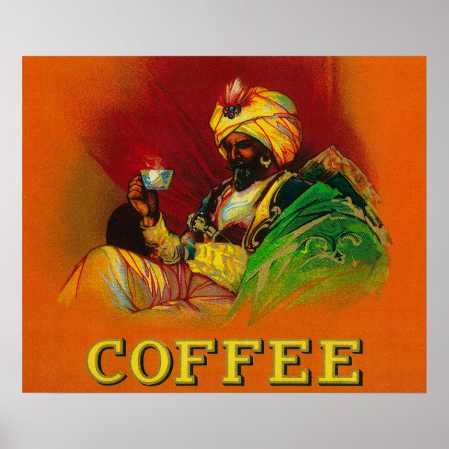 Arab Man Coffee Label Poster (Front)