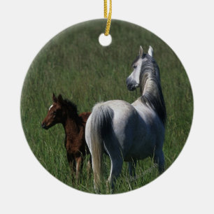 Arab Mare & Foal Ceramic Ornament