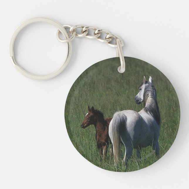 Arab Mare & Foal Key Ring (Front)