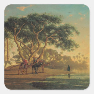 Arab Oasis, 1853 Square Sticker